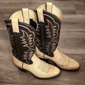 Vintage Women’s Leather Imperial Cowboy Boots - Brown and Tan Size 8